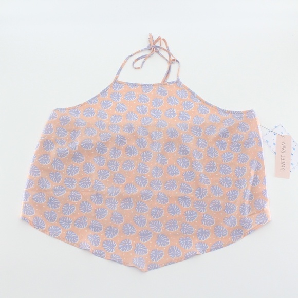 Sweet Rain Top Women 2X NEW Pink Halter Tropical Floral Hawaiian Lightweight - Picture 11 of 11